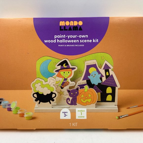 Mondo Llama Paint-Your-Own Wood Halloween Scene Kit - Picture 1 of 2